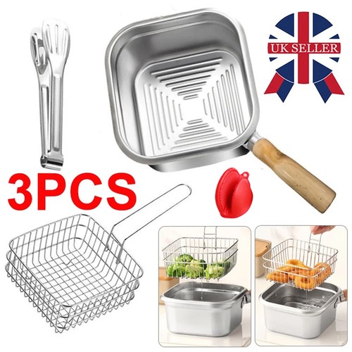 3pcs stainless steel chip pan - 3pcs,
